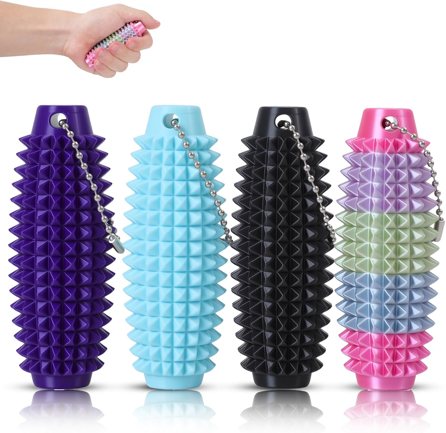 Upgrade Spiky Little Ouchies Pain Fidgets Adult Toys Portable Anxiety Relief Stim Keychain - 3D Printed Harder Plastic