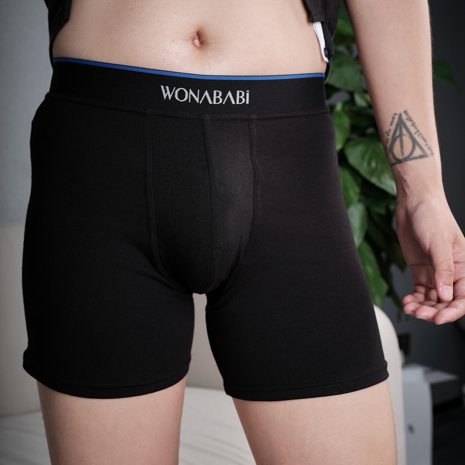 Wonababi Boxer Trans, Short de garçon Extensible Anti-Chafing, Culotte pour Queer, FTM, Cosplay, sans Couture roulante