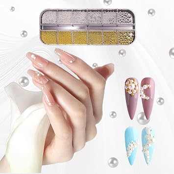 Bettinay 2 Boxes Nail Gems for Nail Art,Nail Beads Supplies Accessories for DIY Craft Kit