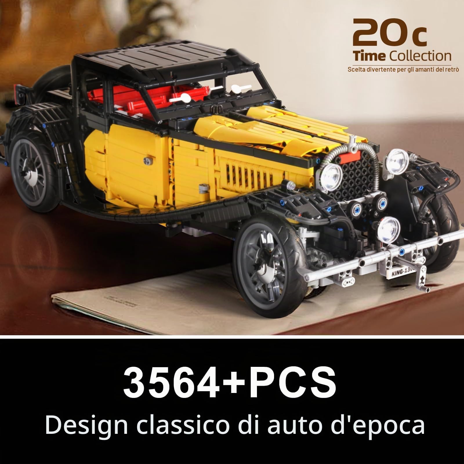 Mould King 13080 High-Tech Vintage Car T50 Building Kit, 3564+ PCS MOC Engineering Model Set, Veicolo da collezione per adulti e appassionati