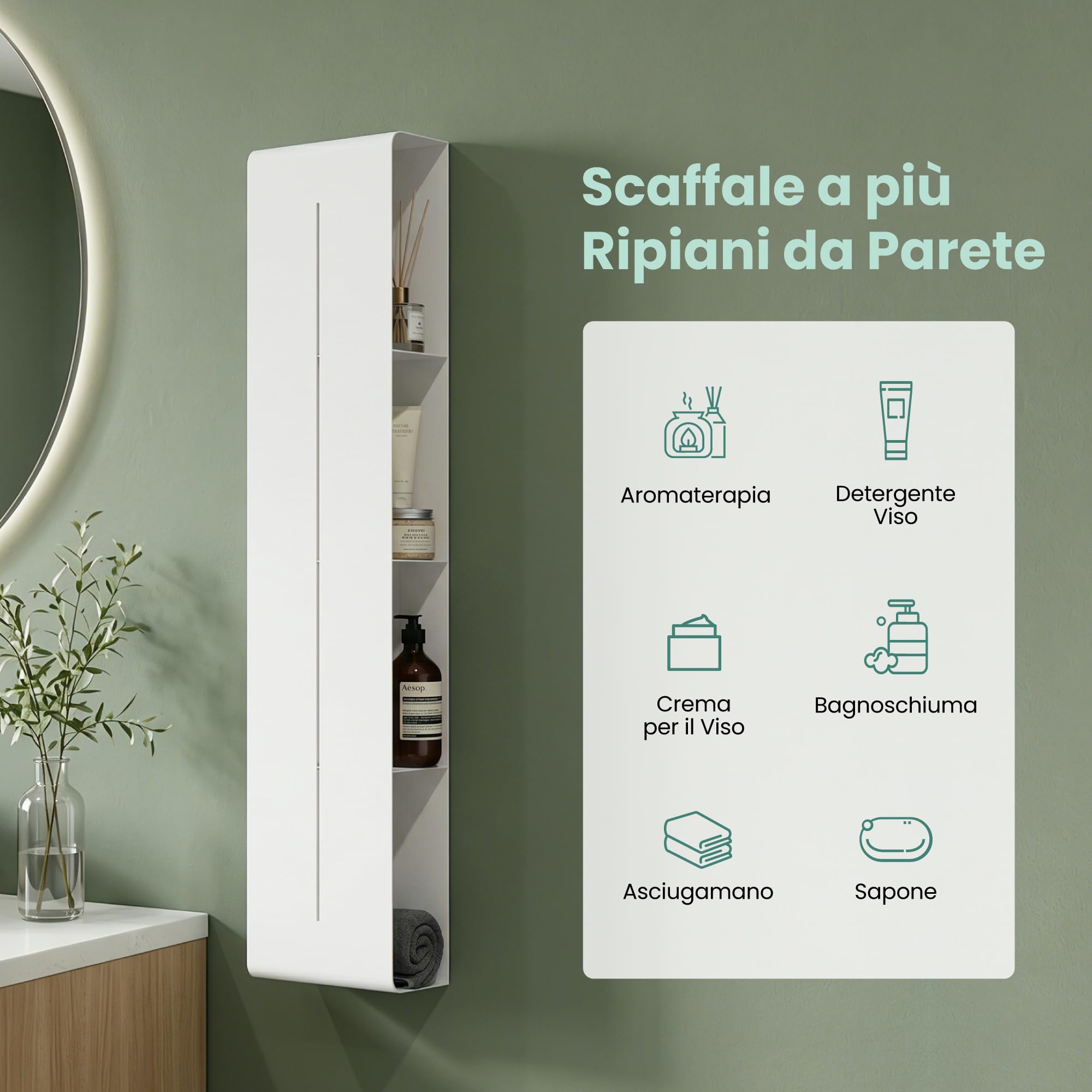Mai & Mai Mensola da Bagno Multifunzionale, Bianco