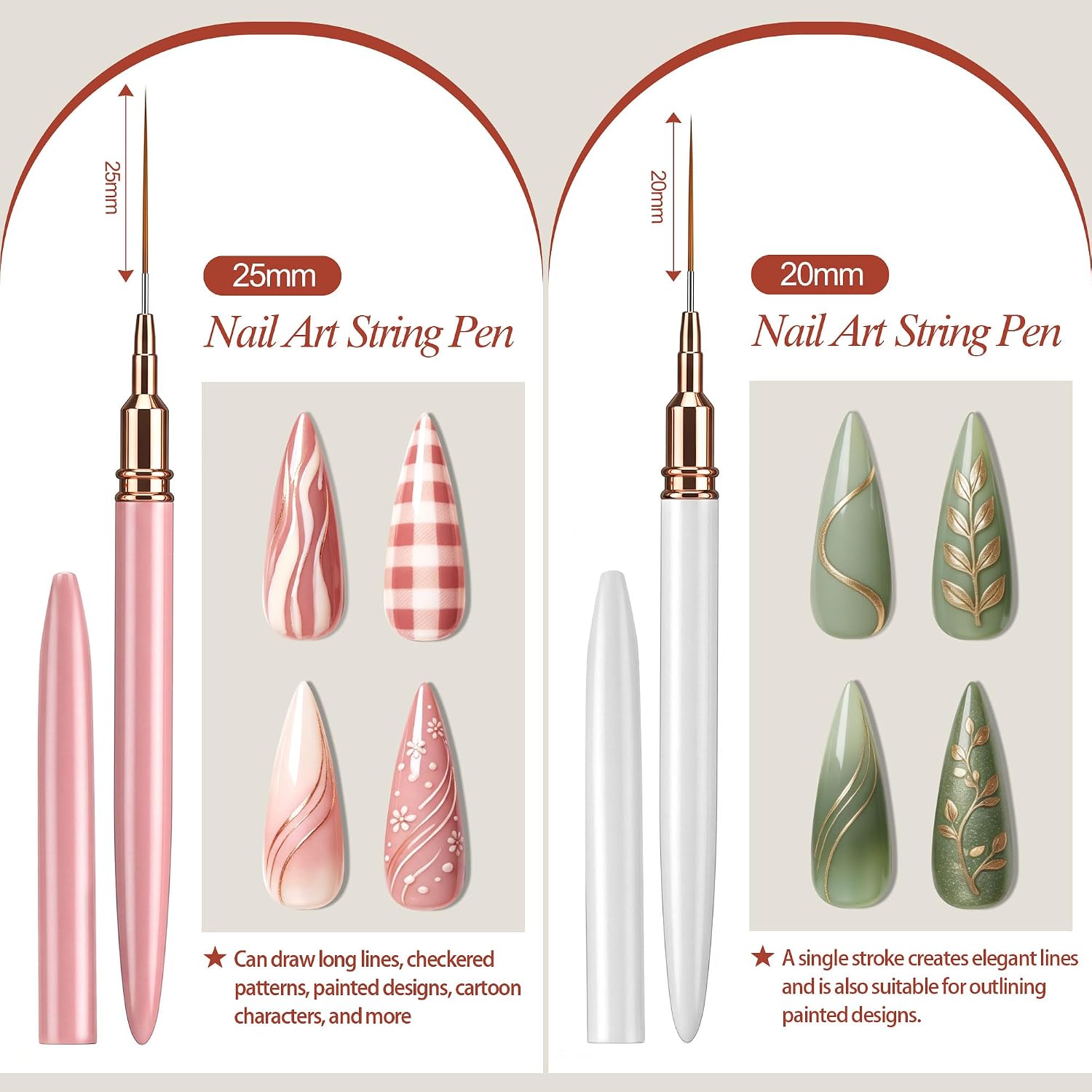 Artdone Metallic Nail Art Pens, Liner Brushes Set, 5 Sets Nail Tools