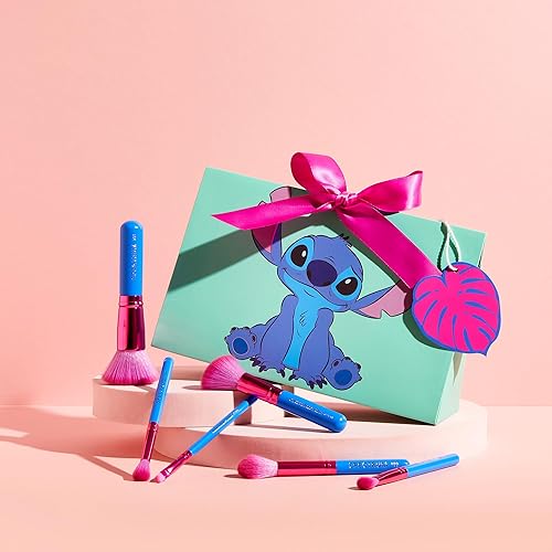 Miniatura 5 de Juego de 6 brochas de maquillaje oficiales de Disney Stitch, incluye brochas de mezcla para corrector de polvo de base, brochas de maquillaje de