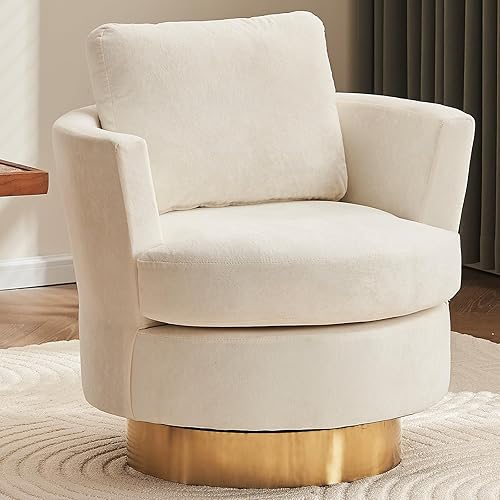Silla giratoria de 360 grados con almohada, tela de terciopelo, modernas sillas de acento giratorias, cómoda silla redonda pequeña para sala de