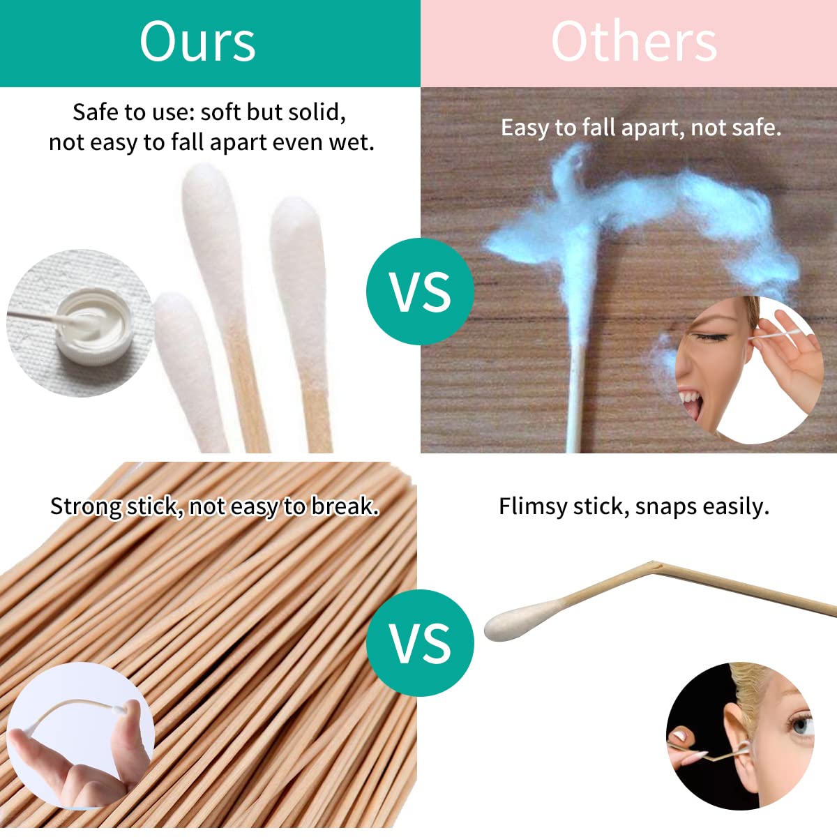 Blасk Frіdау - 50% оƒƒ 500 Pcs Long Wooden Cotton Swabs, Cleaning Sterile Single Sticks Ball for Medical Oil Makeup Supplies Glue Applicators, Eye Ears Eyeshadow Brush Remover Tool, Camera Cotton Tips Home Accessories