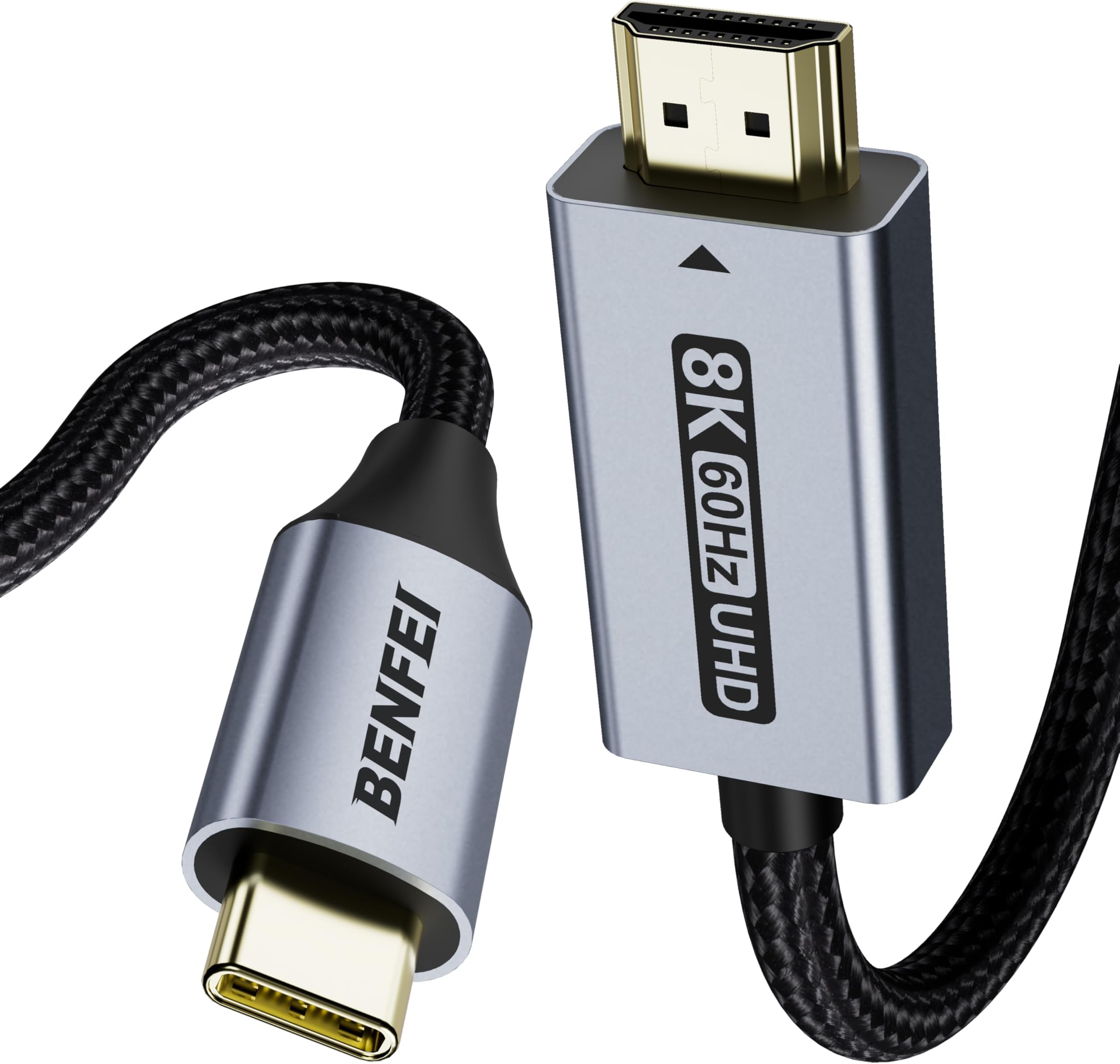 8K USB C To HDMI Adapter, Type-C Male To HDMI 2.1 Female Cable, (8K@60Hz,4K@ 120Hz,4K@30Hz,2K@240Hz) ,Thunderbolt 4/3 HDR HDCP 2.3, For MacBook Pro/Air,iPad Pro,XPS,S22,iPhone 15 Series Galaxy S23