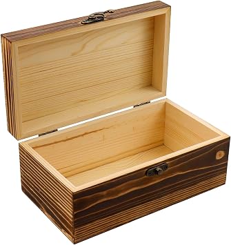 KUMGROT Wooden Box With Hinged Lid - Writable Vintage Gift Box