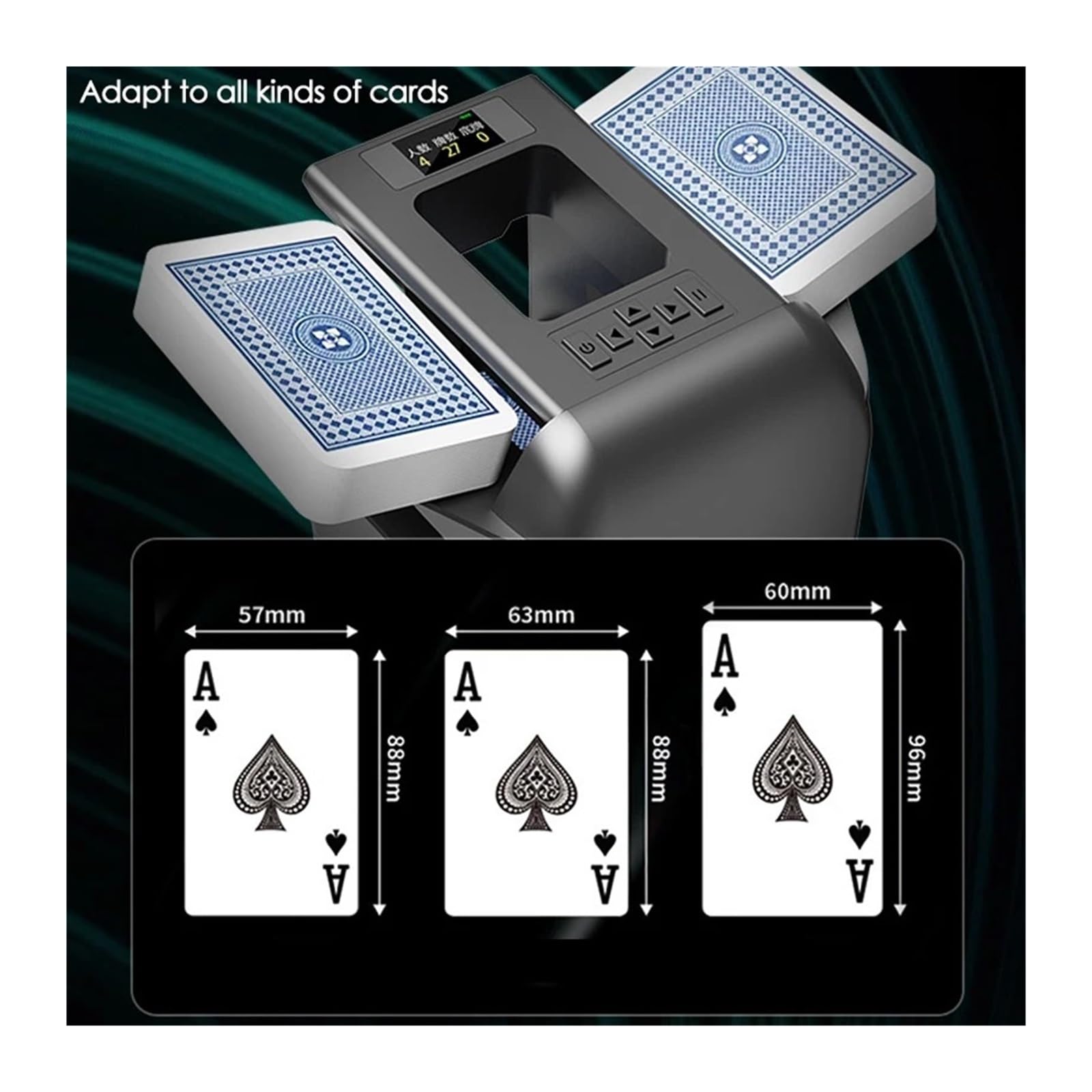 Automatyczna maszyna do tasowania kart, 2 talie kart do gry, obrót o 360°, dozownik, mikser, gry pokerowe, sorter, urządzenie do pokera, 4000 mAh(Only 4pcs Buttons)