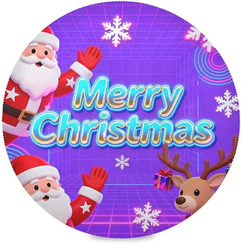 Miniatura 2 de Merry Christmas Santa Claus Y2k Purple Washable Round placemats Vinyl Reversible Quilted placemats individuales para mesa de comedor Elegantes