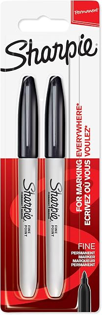 SHARPIE Permanent Markers Fine Tip Black Pack of 2