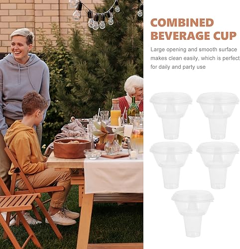 Miniatura 7 de BESTonZON Taza para batidos, 5 juegos de vasos y tazones de aperitivos, combinados de plástico, soporte para aperitivos combinados, contenedor de