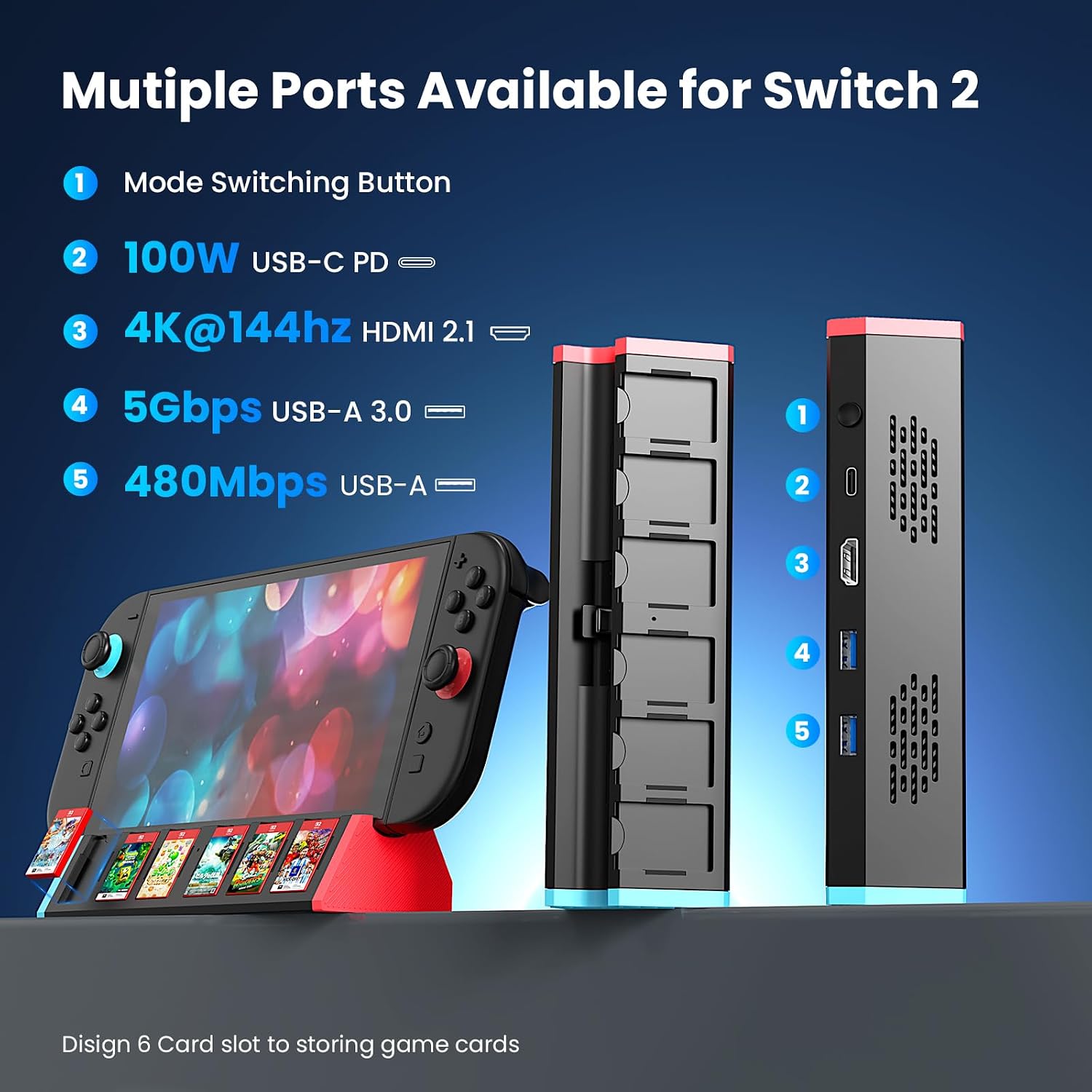 for Nintendo Switch 2 Dock, Portable Switch 2 TV Docking Station 4K@144Hz 4 71CIETWUPLL. SL1500