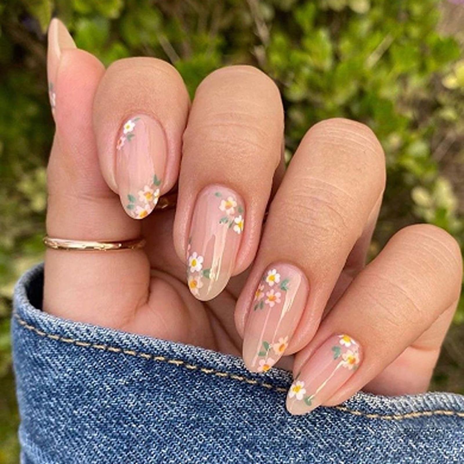 Floral Press on Nails, 24Pcs Flower Press on Nails with Almond Shape Design, Spring Press on Nails for Party Events and Daily Manicure, ABS Material Fake Nails with Flower Patterns-image-25