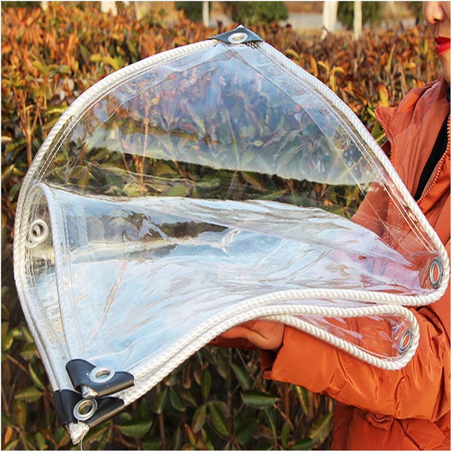 Clear Tarpaulin Cover with Eyelets, Duty Heavy Transparent Tarp UV Resistant Ripstop Waterproof Canvas Tarps for Camping Tent Cars(2.62x6.56ft/0.8x2m)