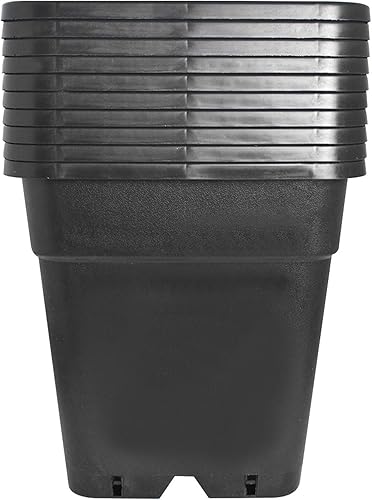 Miniatura 5 de TINVHY Paquete de 10 macetas cuadradas de 5 galones para vivero, color negro