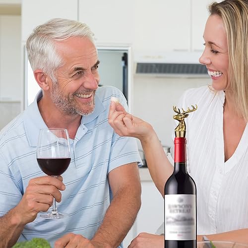 Miniatura 6 de LKKCHER Tapón para botella de vino de ciervo, regalos de vino vintage para hombres y mujeres, regalos de padre, regalos de cumpleaños, regalos de