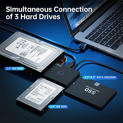 Miniatura 2 de FIDECO Adaptador SATA/IDE a USB 3.0, convertidor de cable adaptador de disco duro para disco duro universal de 2.5/3.5 pulgadas IDE HDD, SSD de 2.5