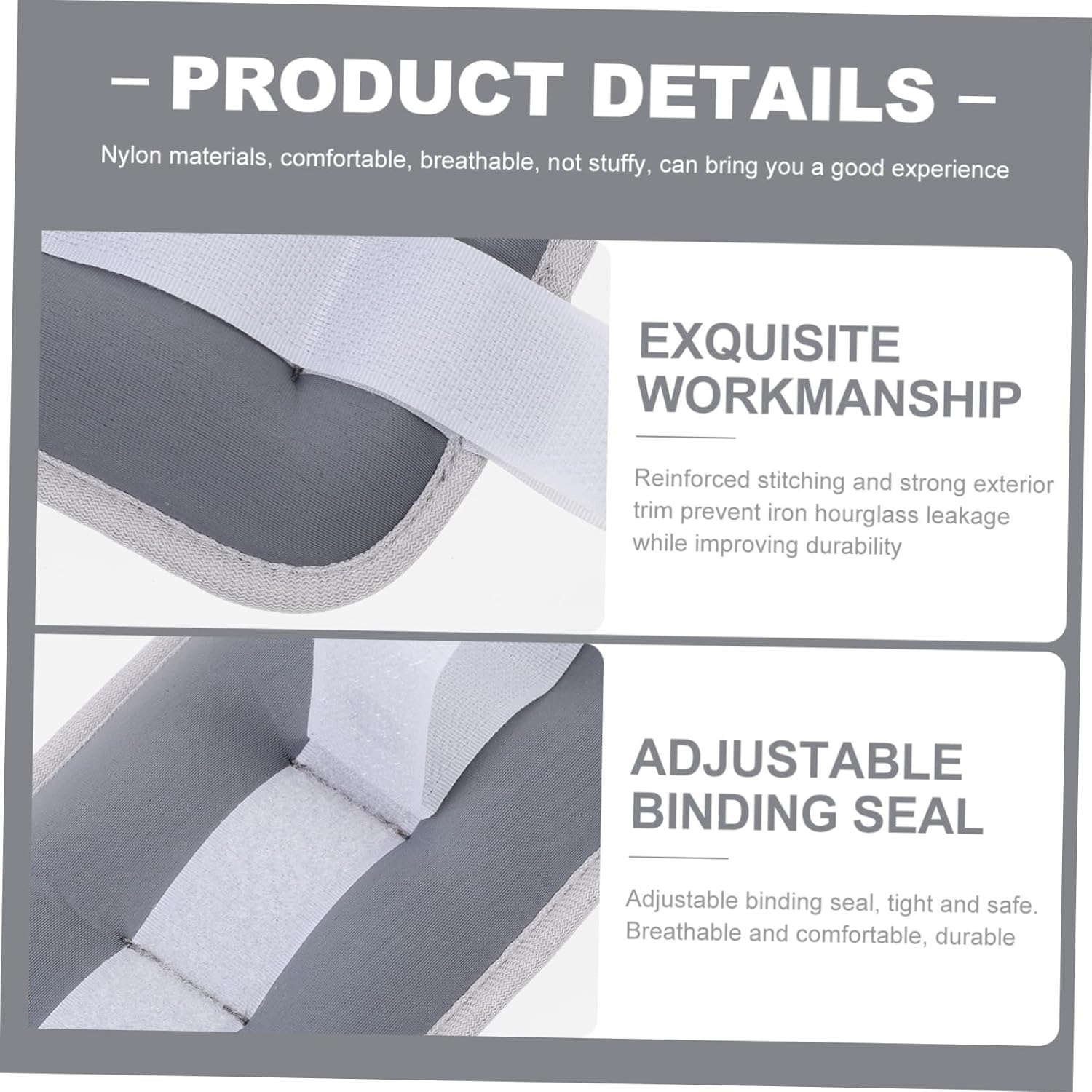 Breathable Dancing Leg Weight Sandbags Each Gray for Jogging Walking Fitness Training