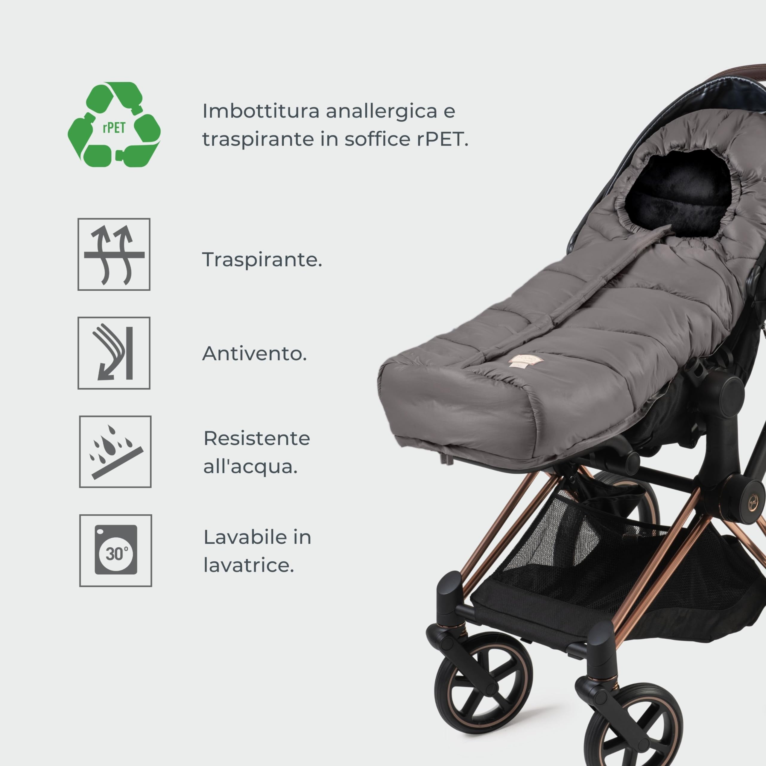 Moovo by Nuvita 9905 Junior One | Sacco Universale per Seggiolini Auto | Perfetto per Bambini da 6 a 36 Mesi (100 cm) | Protezione Fino a -10°C anti pioggia e anti vento | Sabbia