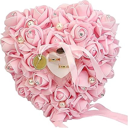 Amazon Nicircle 結婚式用品ギフト用リボンパール付きリングピローハートボックス ソープフラワー 花束 造花 プリザーブドフラワー 永遠の花 石鹸花 枯れない花 フラワーライト バラ 造花 花 デー 手作り 誕生日 記念日 教師日 母の日 七夕 ギフト ホワイトデー