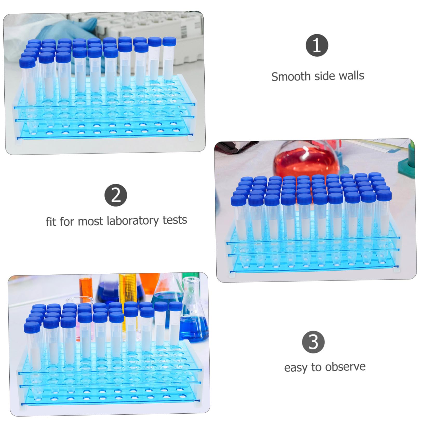 Zentrifugenröhrchen mit Schraubverschluss 100 Stück aus Kunststoff 15 Ml und 2 Abnehmbaren Reagenzglasgestellen für Labor und Wissenschaftliche Experimente