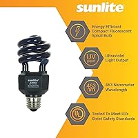 Vista 4 de Sunlite 05645-SU CFL - Bombilla negra (BLB), perfecta para Halloween, luz negra en espiral, 20 vatios, 120 voltios, base media (E26), 463 nm