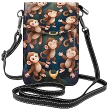 Cell Phone Purse Wallet Fun Monkeys PU Leather Small Crossbody Purse Bags with Shoulder Strap For Women