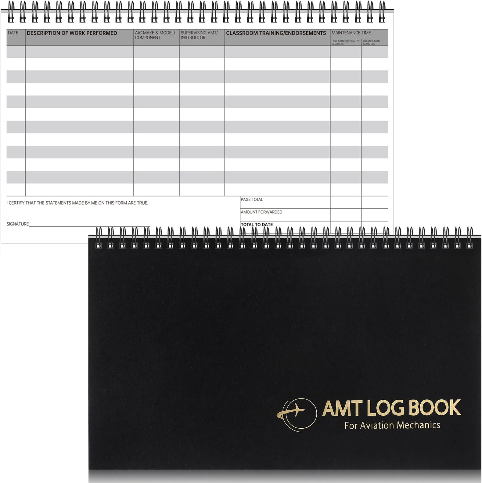 Fuyoooo Amt Logbook 11 x 6.5 Inch for Maintenance Technicians, Ia Qualified Mechanics