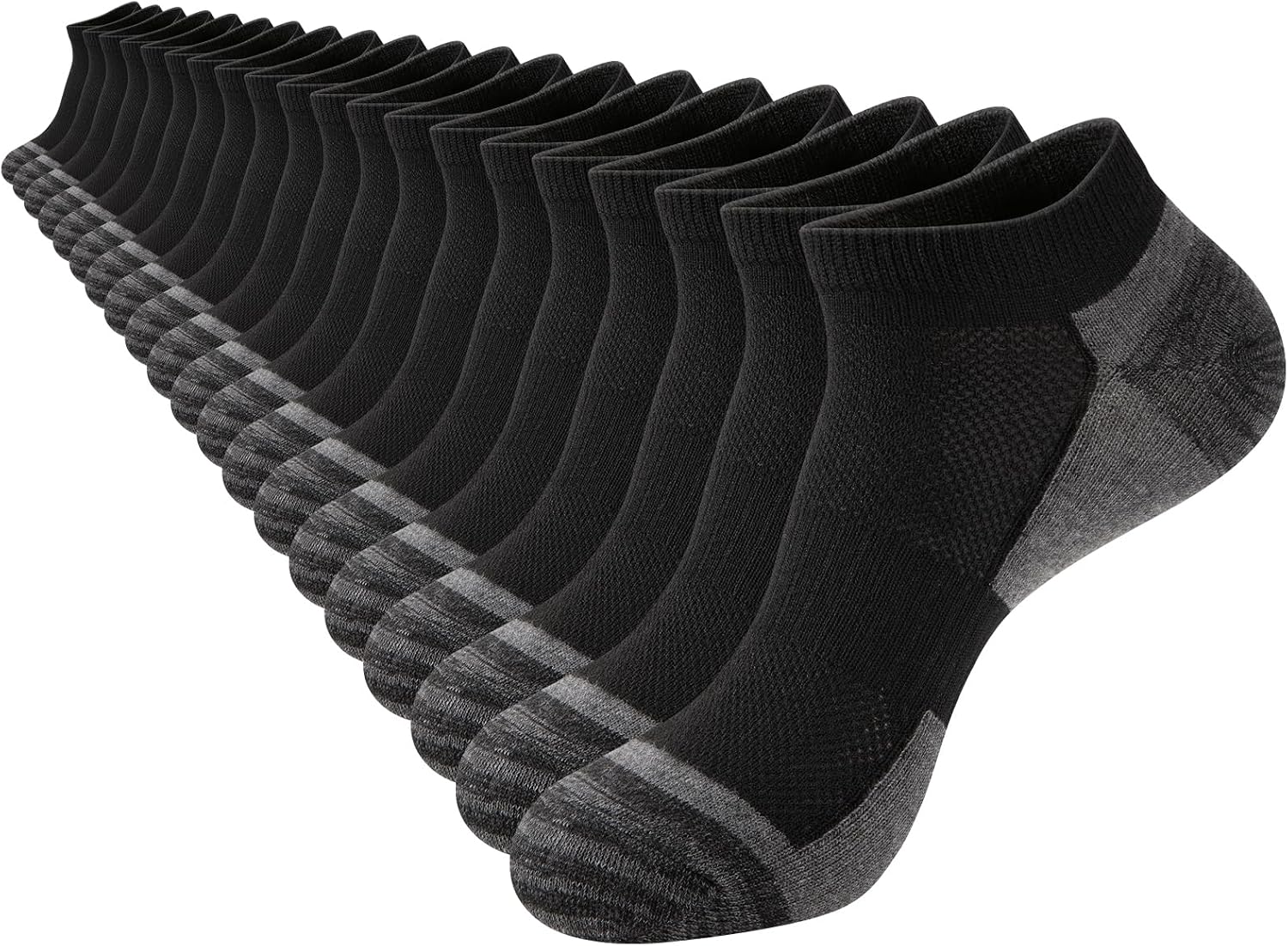 20 Pairs Men's Ankle Socks - Breathable Soft Daily Thin Black White Grey Basic Men Sock, Size 8-12 Bulk Pack