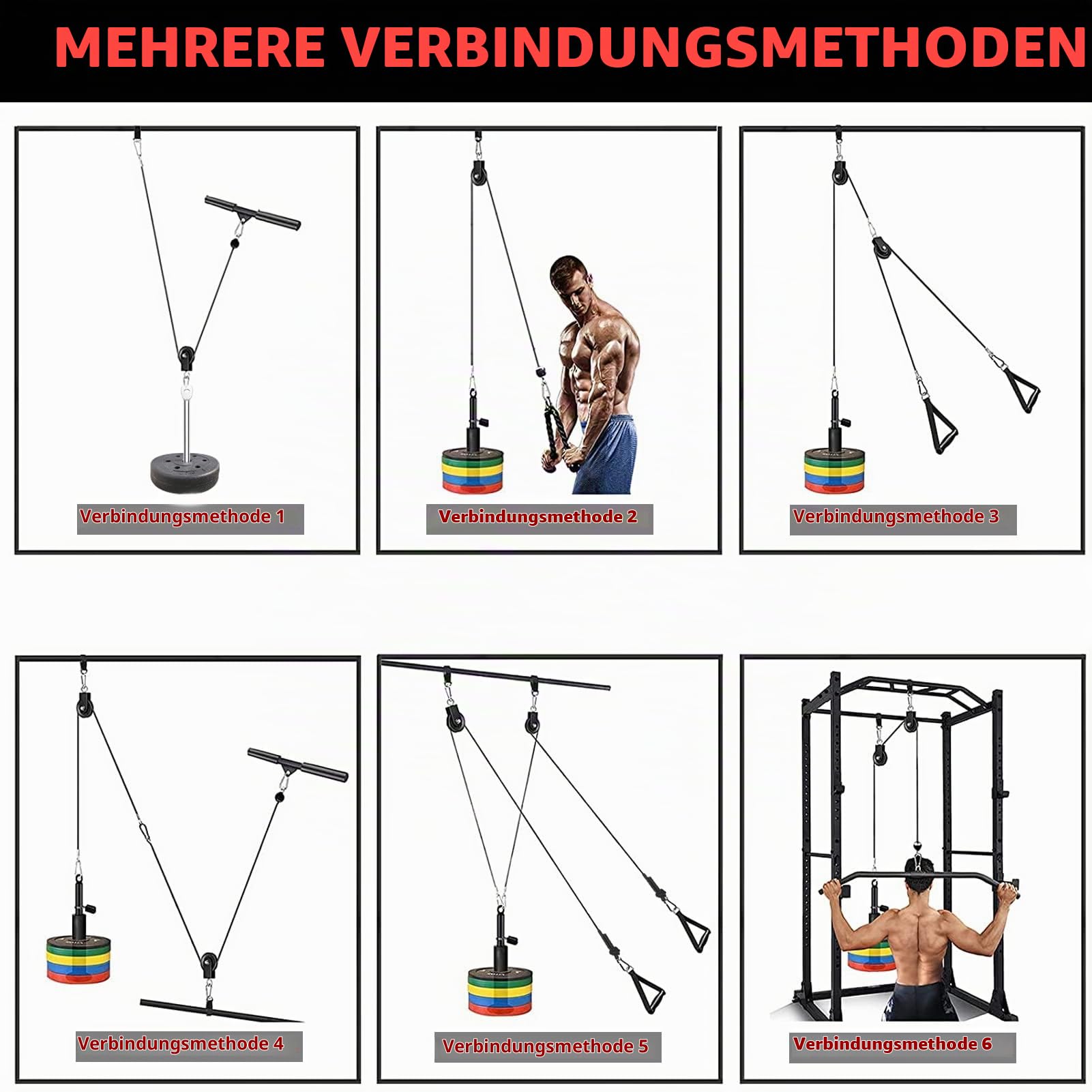 Taeku Seilzug-Fitness, Verbesserte Gewicht Seilzugsystem für LAT Pull Down Bizeps Curl Trizeps Armtraining Gewichtsscheibensystem Zusatzgeräte für DIY Gym