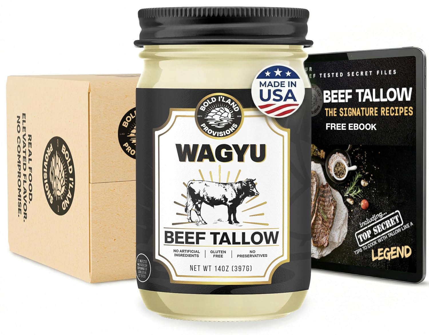 100% Pure Wagyu Beef Tallow for Cooking – Excellent for Searing Steaks - Keto and Paleo Diet Friendly – Perfect for Whole 30 – Carnivore Diet – Gluten Free Protein Snacks for Adults - 14 Ounces