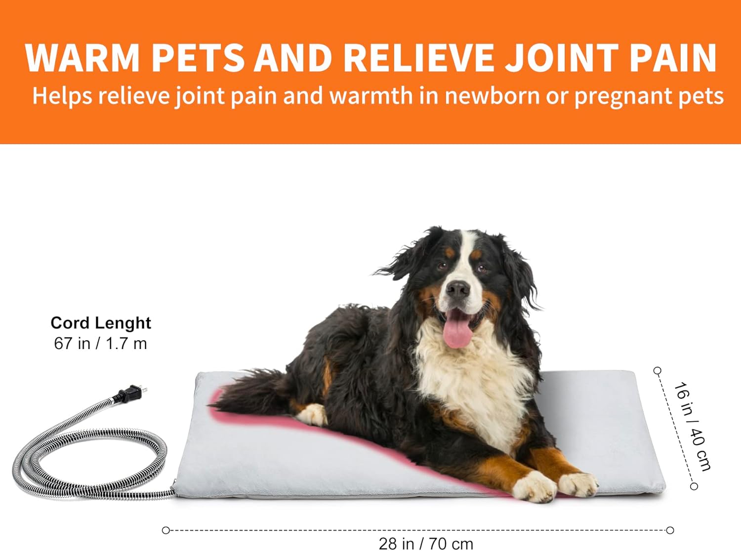 review Toozey Outdoor Pet Heating Pad, Thermostatic Dog Cat Heating Pad with Chew Resistant Cord, Heated Pet Bed for Dogs Cats, Pet Heated Mat, Suitable for New Born and Older Pets