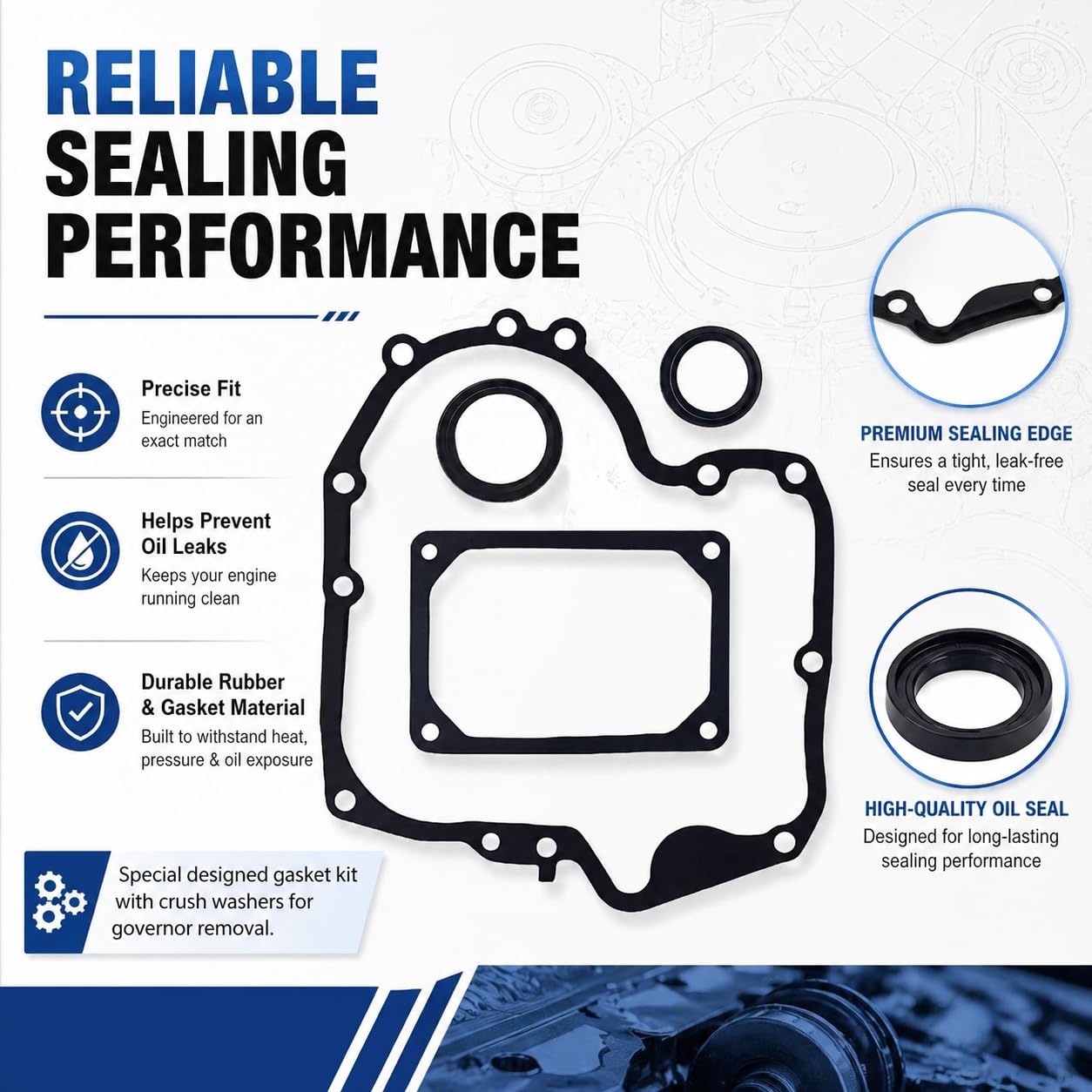 697110 795387 Crankcase Gasket & Oil Seal Combo Set Compatible with Briggs Stratton, Replace 793880 272475s 594195