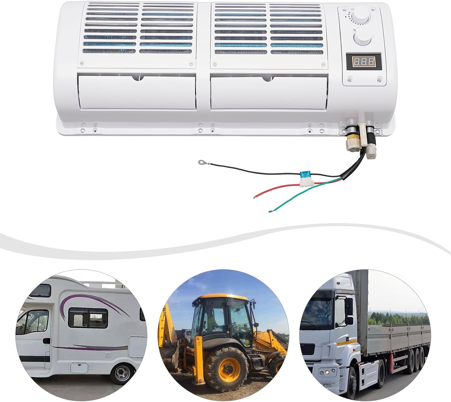 12V Electric Car Air Conditioner, Portable Car Evaporator with LCD Display Car Air Condition Fan for Trucks Construction Vehicles Excavators Rvs, 22525 BTU/H
