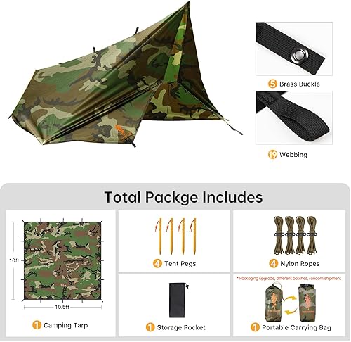 Miniatura 2 de FREE SOLDIER - Toldo impermeable portátil multifuncional para acampar al aire libre o viajes