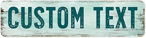 Miniatura 50 de Letrero Personalizado, Letrero de Calle Personalizado, 11 Colores de Fuente, 13 Estilos de Fuente, 4 Opciones de Agujeros, 22 Tamaños, 6x24 Madera