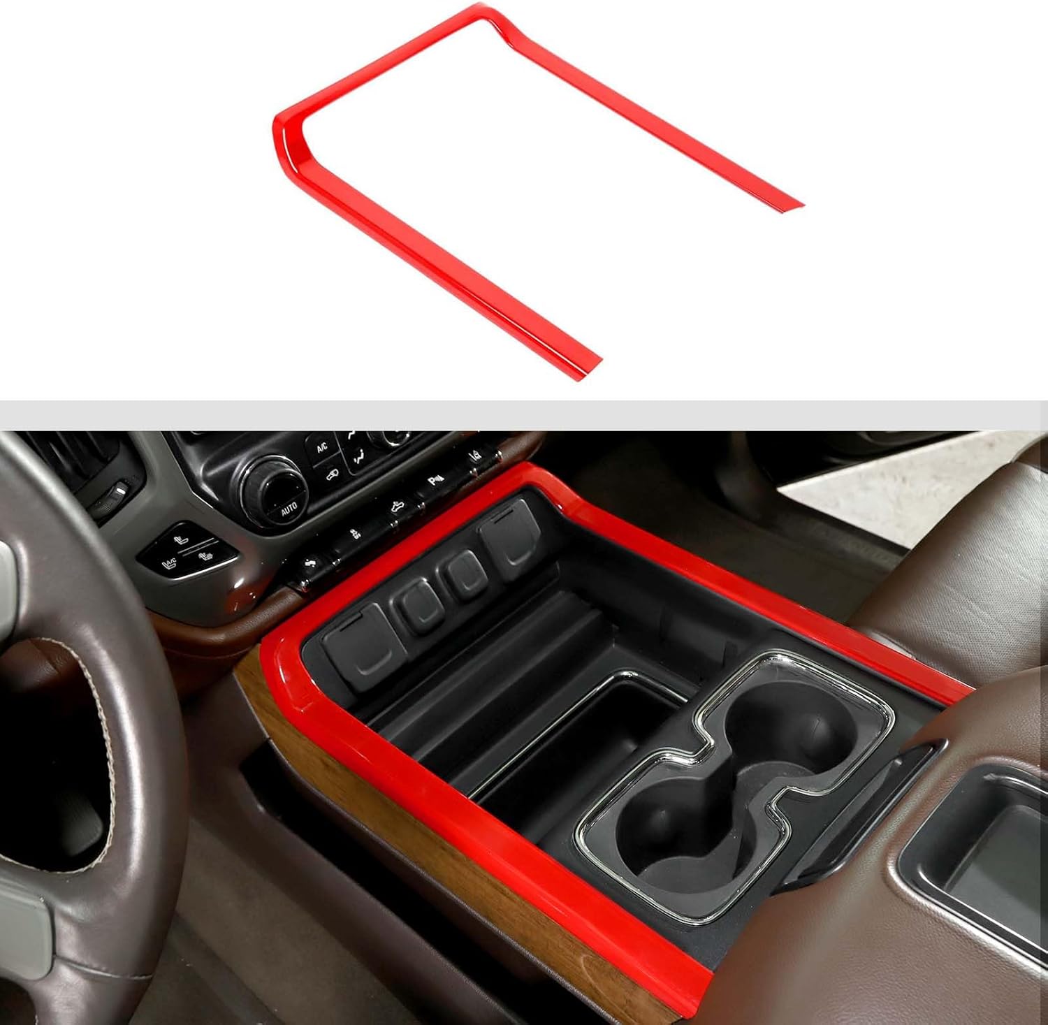 Voodonala Center Console Cup Holder Storage Trim Gear Shift Frame for 2014-2018 Chevy Silverado GMC Sierra Interior Accessories,ABS Carbon Fiber 1pc