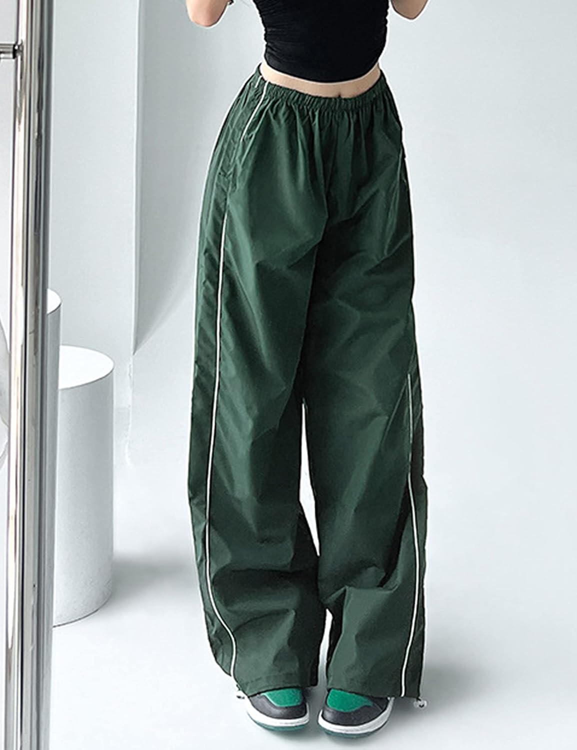 Himosyber Women's Parachute Pants Baggy Elasitc Waist Relaxed Y2K Track Pant Trousers - Image 7
