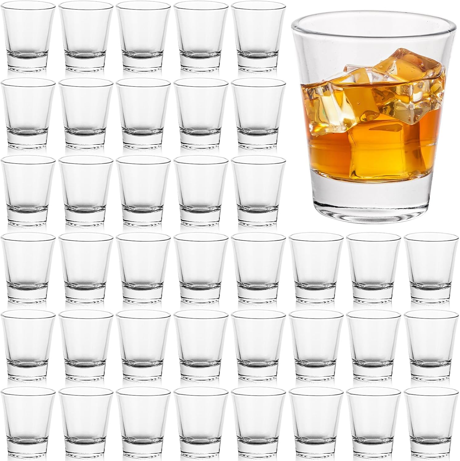 MIVIDE 48 Pack 60ml Round Shot Glasses Bulk Sets, 2oz Shot Glasses Clear Heavy Base, Shot Glass Set for Vodka, Whiskey, Tequila, Espresso, Liqueurs