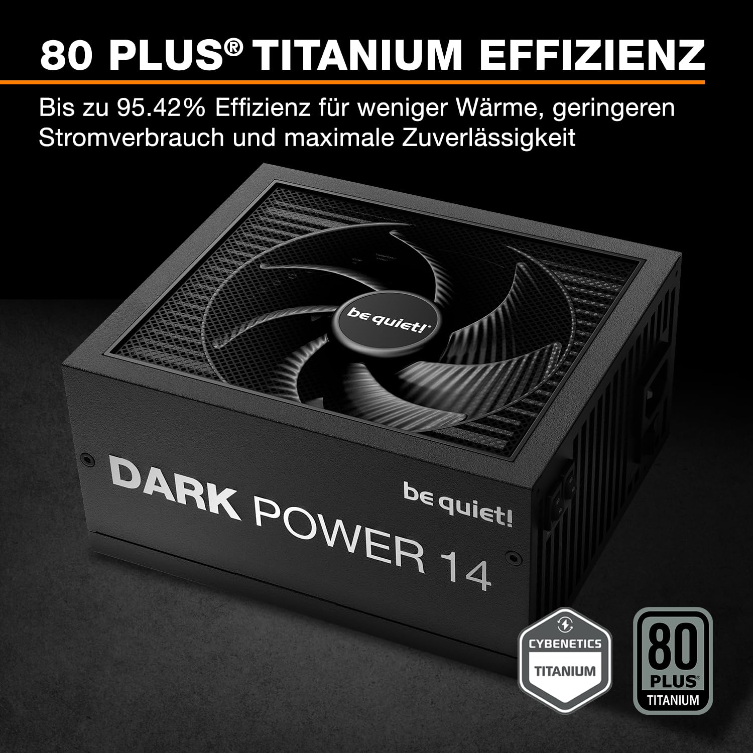 be quiet! Dark Power 14 1000W, ATX 3.1, 80 PLUS® Titanium, modulares Netzteil, Aktive und semi-passive Kühlung, PCIe 5.1, PCIe 5.0 & PCIe 4.0 Grafikkarten, 12V-2x6 Kabel enthalten, Silent Wings-Lüfter