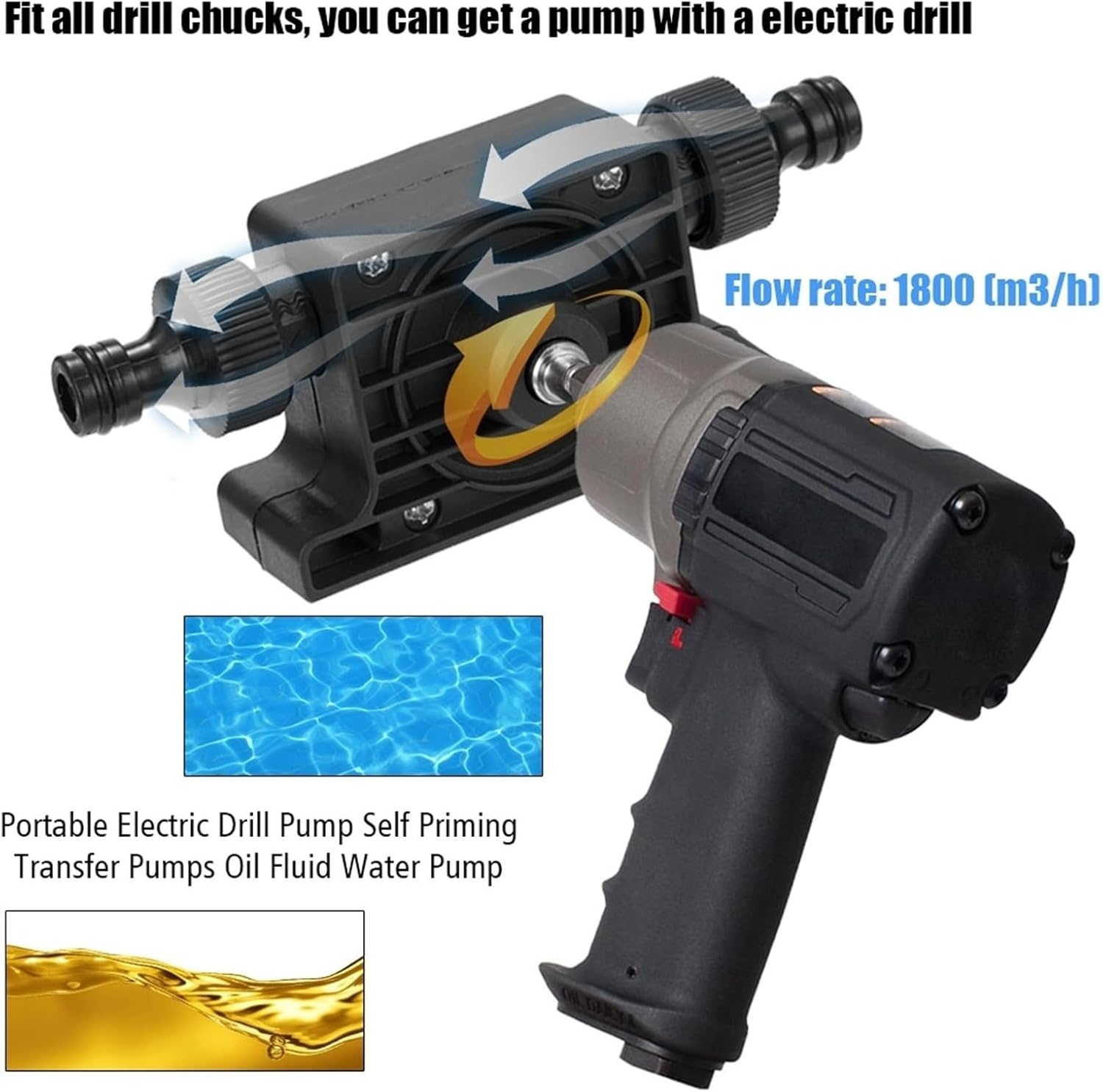 Heavy Duty Self-Priming Hand Electric Drill Water Pump Submersibles Motor Ultra Home Garden Centrifugal Pump 1Pcs