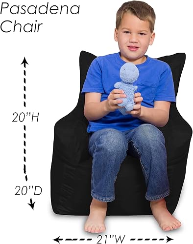 Miniatura 3 de Posh Creations Puf estructurado cómodo para jugar, leer y ver la televisión, silla Pasadena, microgamuza, color negro