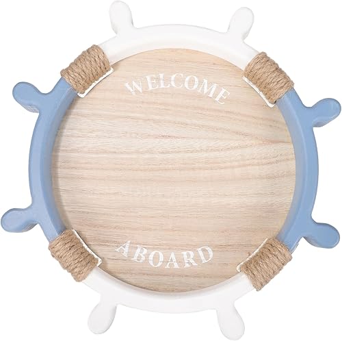 OSALADI Bandeja de timón Bandeja de madera para café, bandejas decorativas para servir, platos de postre de madera, bandeja de almacenamiento de