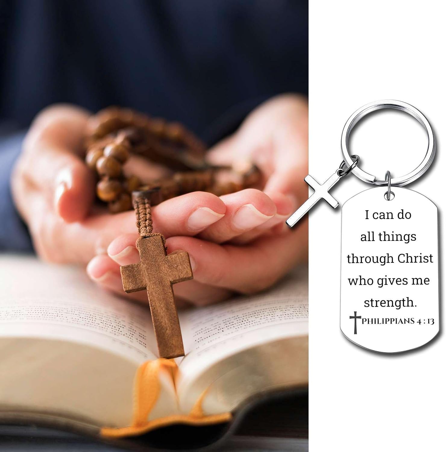 GiftYou Inspirational Scripture Metal Key Chains with Cross Pendant - Bible Verse Keychain Religious Gift for Christian - Image 5