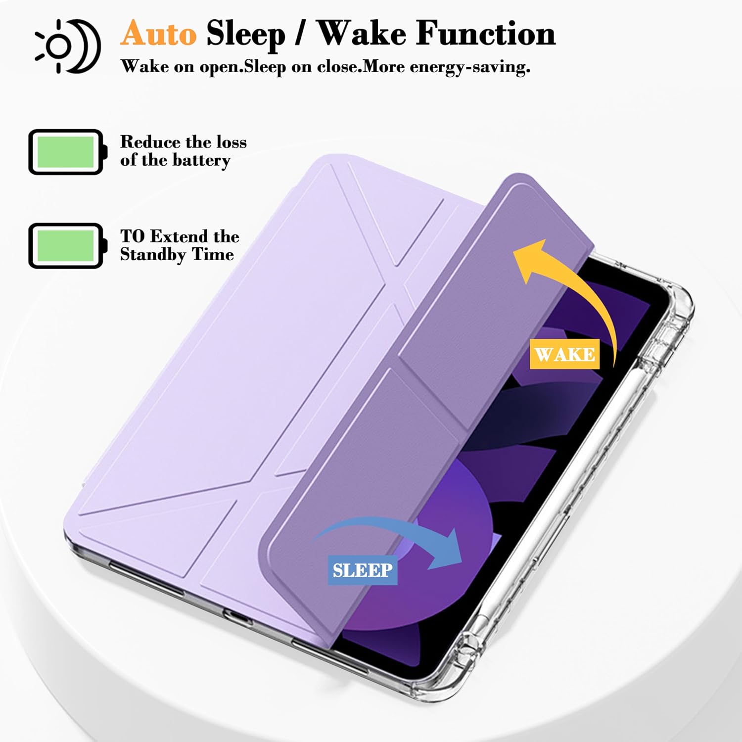 iPad Pro 11" & Air 10.9" Case With Pencil Holder - Folding Folio Stand for iPad Air 6, 5 & 4 (2024-2020), 2022-2018 iPad Pro (1st-4th Gen) Origami - Exquisite Purple - Image 4