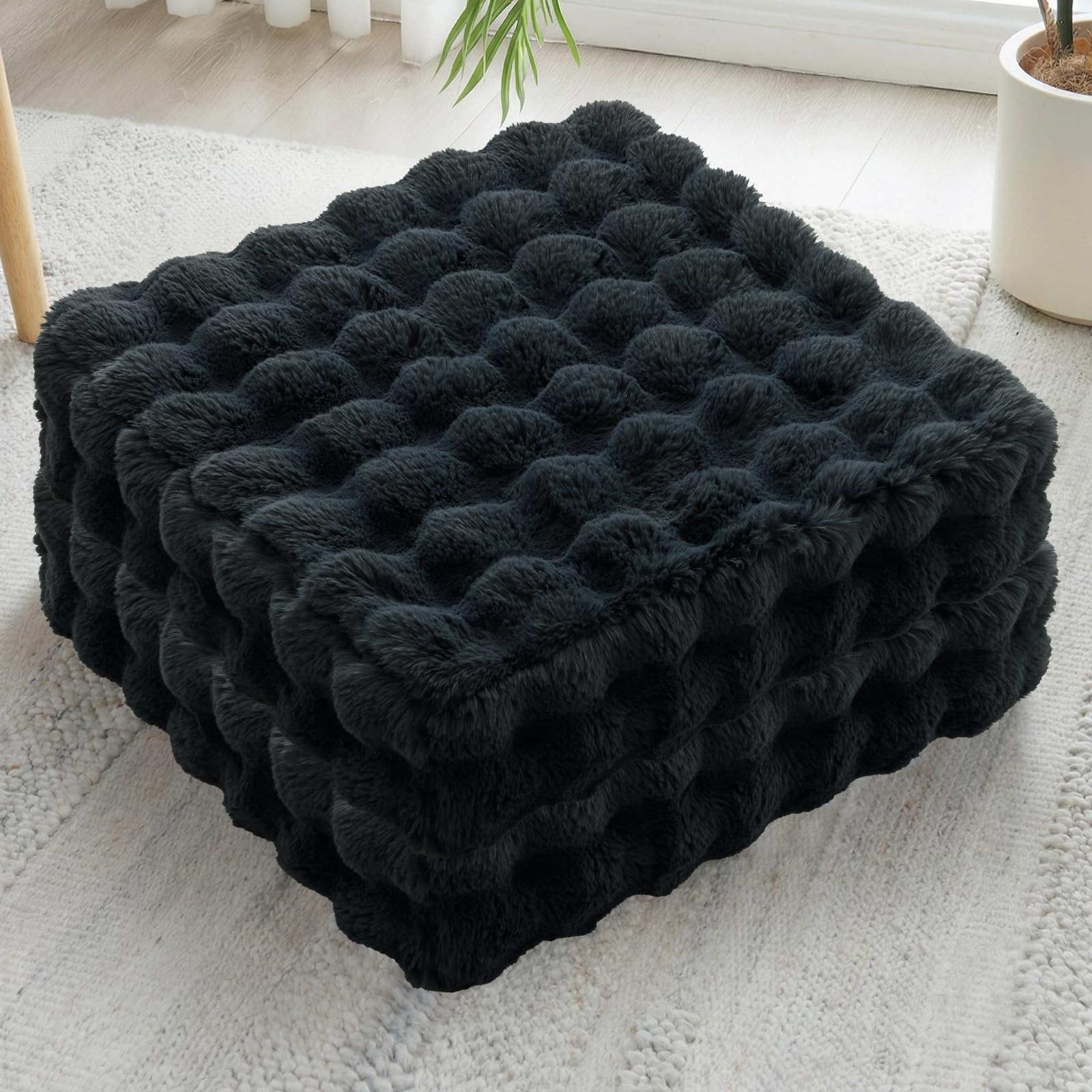 Photo 1 of JKMAX 2 Pcs High Density Foam Floor Pillow - Upgraded Large Pillows Seating for Adults - Outdoor Floor Cushion with Soft Tufted Cover - Yoga Pillows for Sitting On Floor - 22 Inch Black