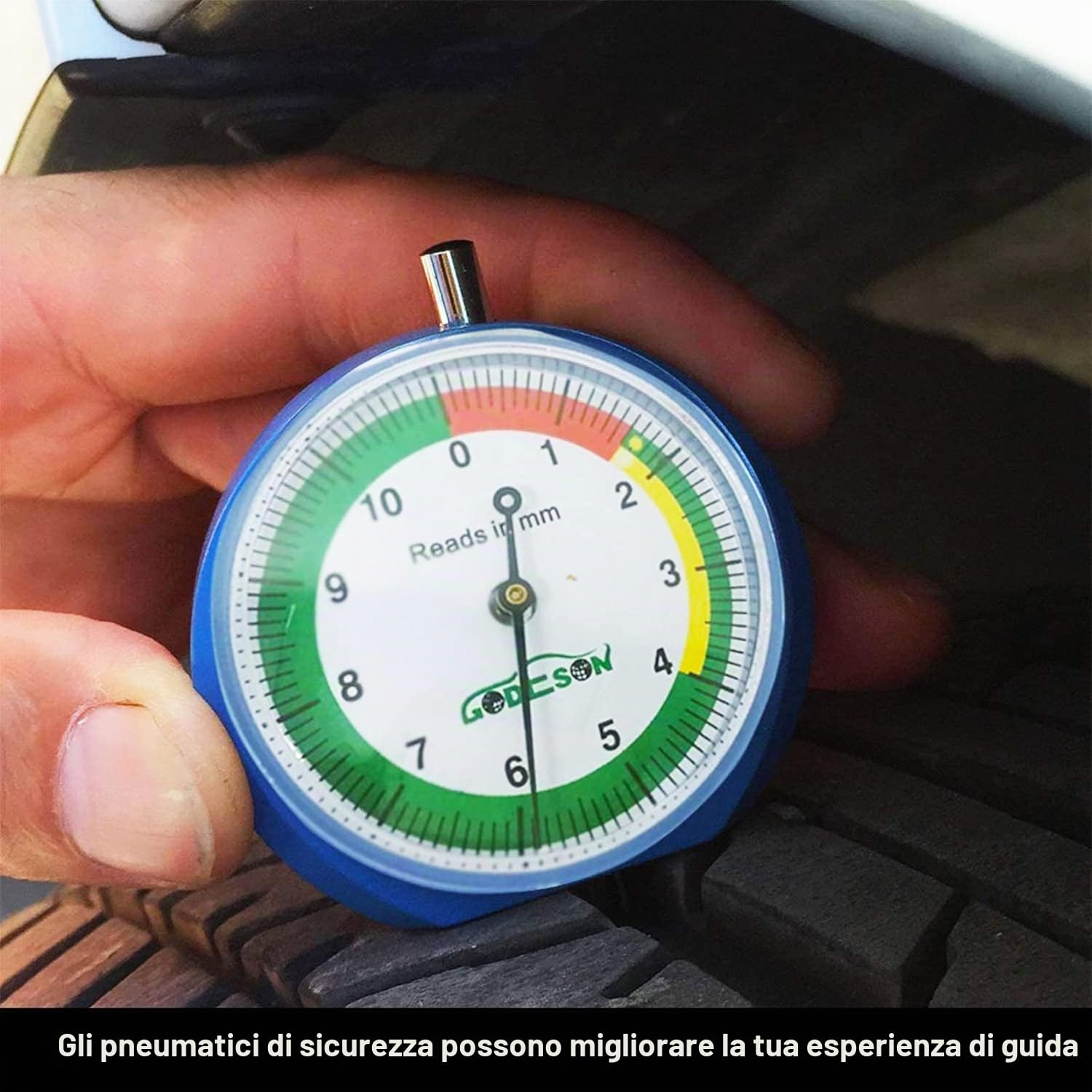 GODESON Misuratore battistrada,Misuratore di profondità del battistrada per pneumatici MM, professionale per moto, auto, camion e autobus …