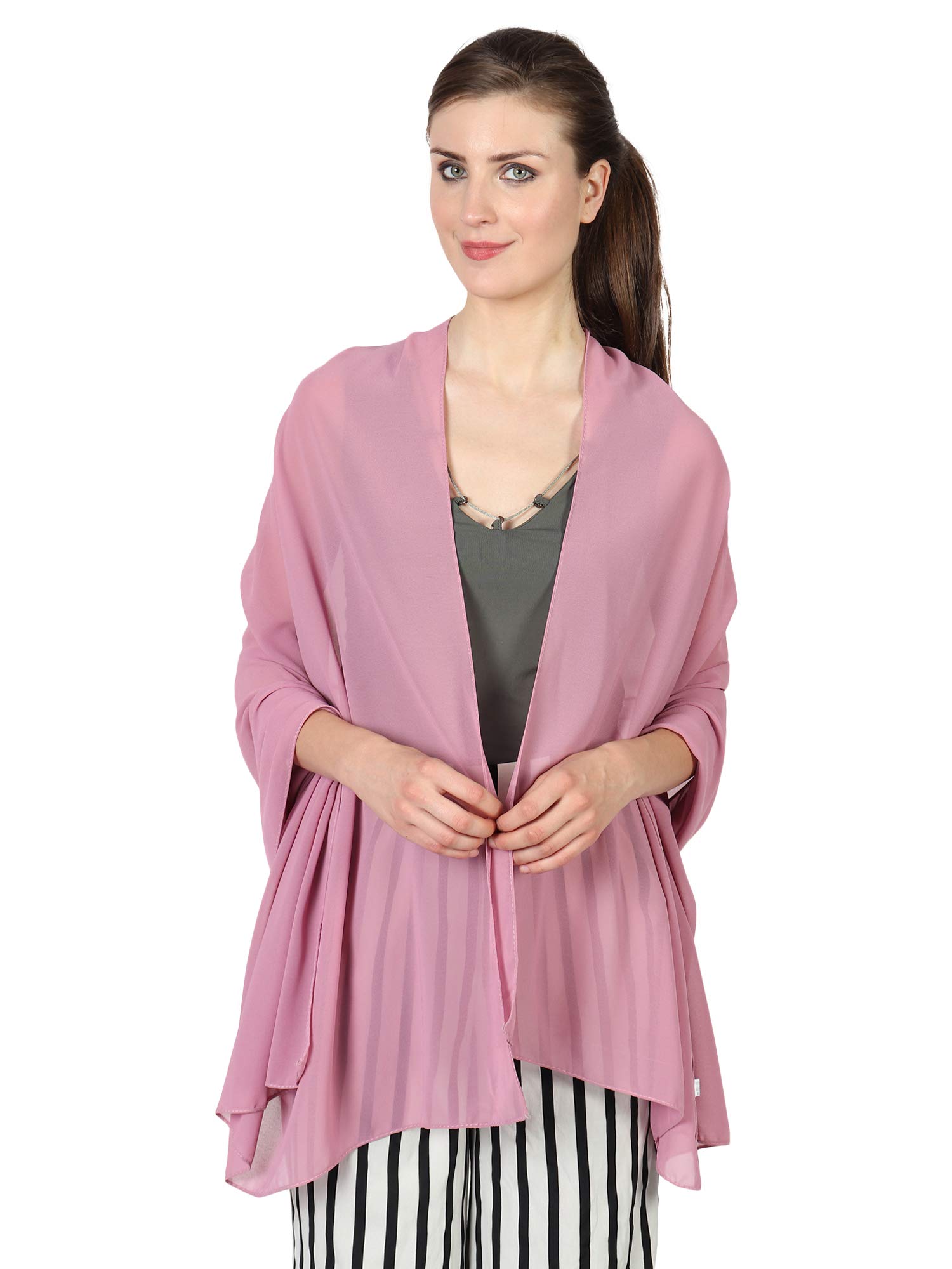 World of Scarf Soft Chiffon Scarves Shawls Wraps and Pashmina for Evening Party (Dusky Pink)