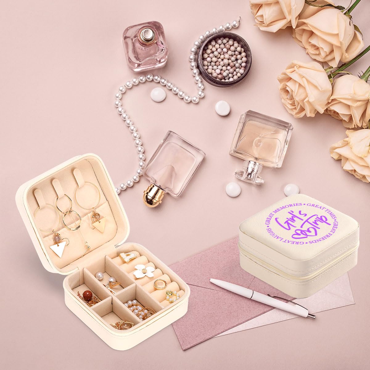 Bonitas cajas de joyería y organizadores, regalos de viaje para niñas, organizador de joyas, estuche de viaje para joyas, caja de joyería pequeña para niñas, cajas organizadoras de anillos de