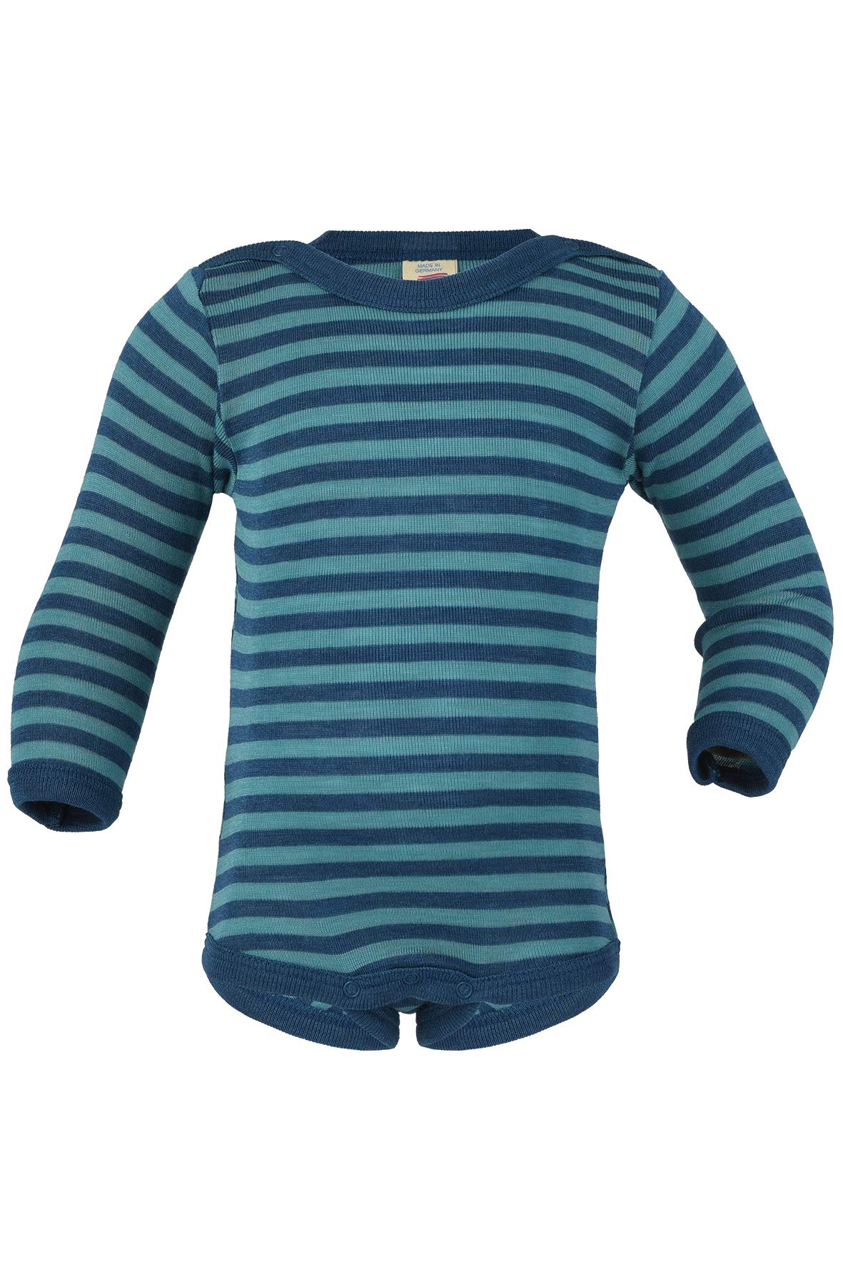 Engel Baby Body Langarm, Wolle und Seide, Eisvogel/Marine, 98-104